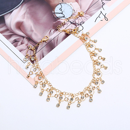 Simple Style Alloy Crystal Rhinestone Ring Tassel Anklets for Women FS-WG25D66-01-1