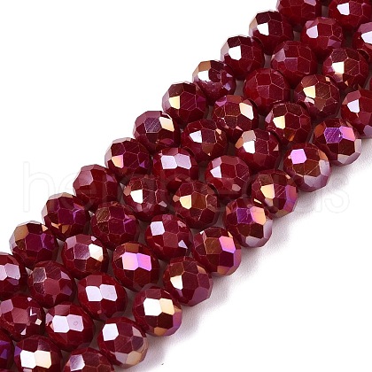 Electroplate Glass Beads Strands EGLA-A044-P8mm-B02-1