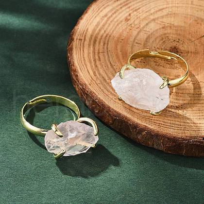 Natural Rose Quartz Finger Rings RJEW-B122-01G-06-1