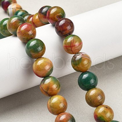 Natural Multi-Color Agate Beads Strands G-A261-B04-14mm-1