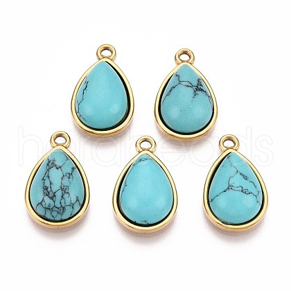 Synthetic Turquoise Teardrop Pendants STAS-N109-210C-G-1