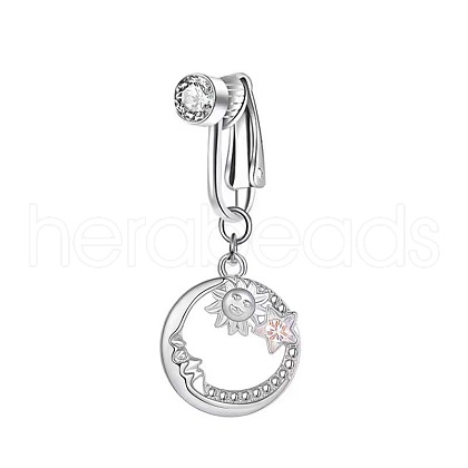 304 Stainless Steel Pave Clear Cubic Zirconia Clip on Belly Rings FS-WG683DA-05-1