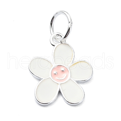 925 Sterling Silver Enamel Smiling Face Flower Charms STER-M119-06A-S-1