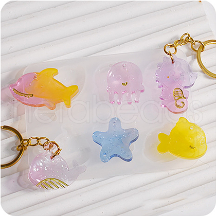 Starfish/Whale/Octopus Pendant DIY Silhouette Silicone Mold DIY-K073-09A-1
