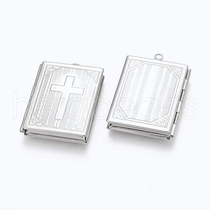 316 Stainless Steel Locket Pendants STAS-G146-10P-1