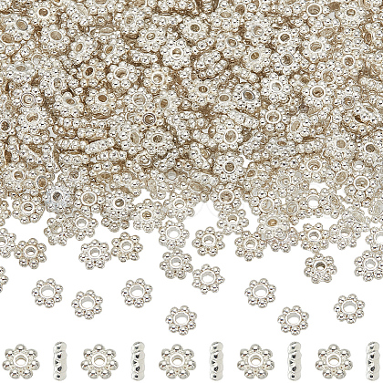 SOFPLATE 600Pcs Alloy Daisy Spacer Beads FIND-SP0002-12B-S-1