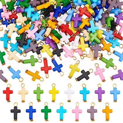 150Pcs 15 Colors Opaque Acrylic Pendants PALLOY-UN00013-1