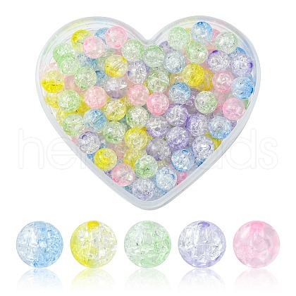 100Pcs 5 Colors Transparent Crackle Acrylic Beads CACR-FS0001-02-1