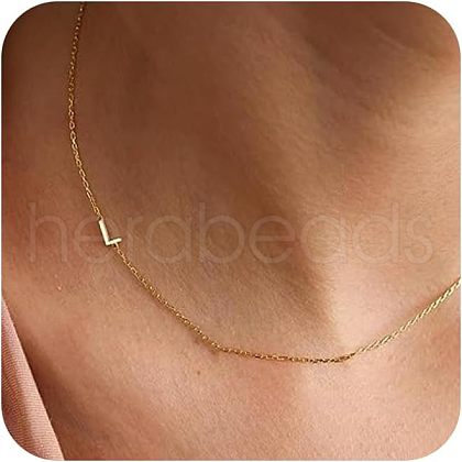 Brass Initial Link Chain Necklaces for Women FS-WG848C9-12-1