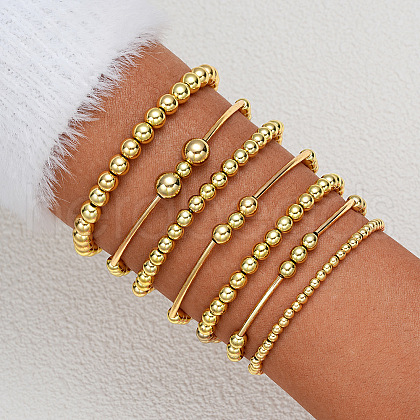 7Pcs CCB Round Beaded Stretch Bracelets WGF8C34-13-1