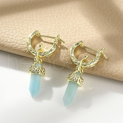 Natural Flower Amazonite Hoop Earrings EJEW-P306-01G-11-1