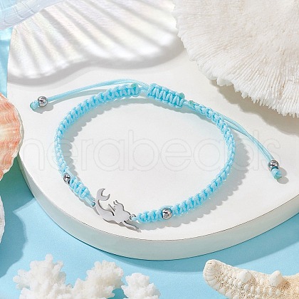 Braided Nylon Cord Adjustable Bracelets BJEW-JB11597-02-1