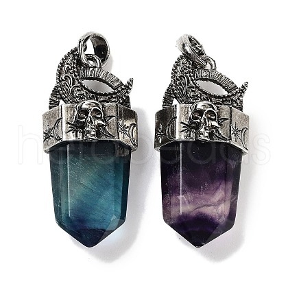 Natural Fluorite Faceted Sword Pendants G-Q163-01AS-04-1