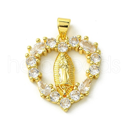 Brass Micro Pave Clear Cubic Zirconia Pendants KK-H472-38A-G-1