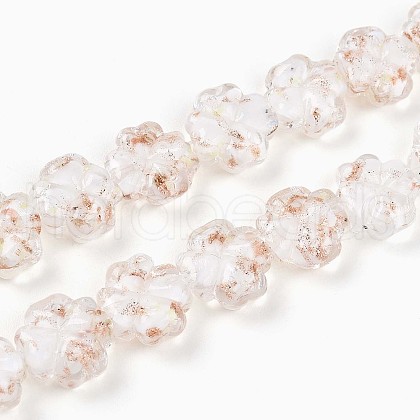 Luminous Handmade Gold Foil Glass Beads Strands FOIL-N029-01A-1