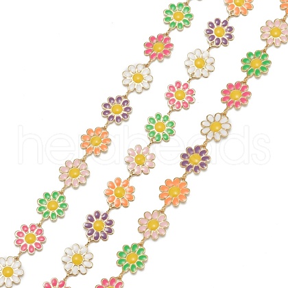 Handmade Golden Brass Enamel Link Chains CHC-K011-05G-1