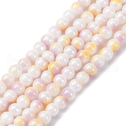 Pearlized Handmade Lampwork Beads Strands LAMP-R020-04E-1