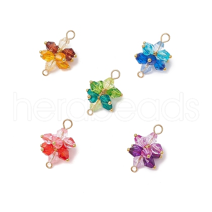 5Pcs 5 Colors Acrylic Beaded Flower Connector Charms PALLOY-JF03479-1