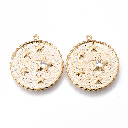 Brass Micro Pave Clear Cubic Zirconia Pendants KK-N232-149-NF-1