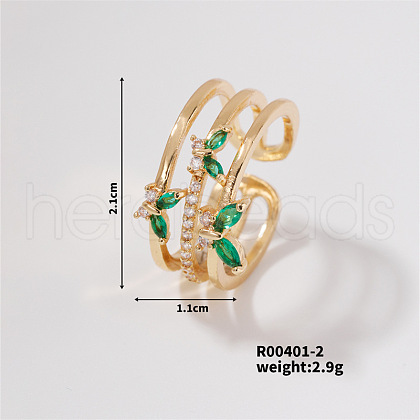Chic Butterfly Brass Rhinestones Cuff Ring UR3692-2-1