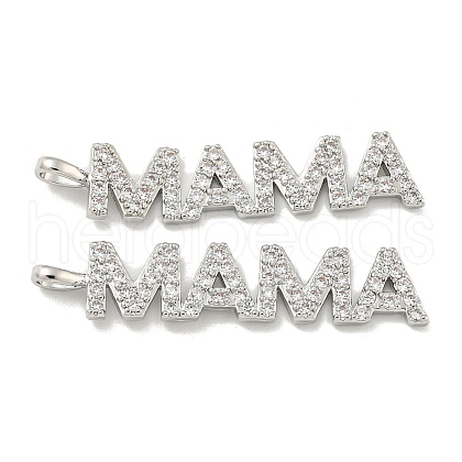 Mother's Day Brass Micro Pave Cubic Zirconia Pendants KK-K378-11P-1