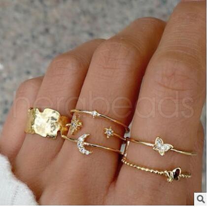 10Pcs Alloy with Crystal Rhinestone Finger Rings WG3531F-14-1