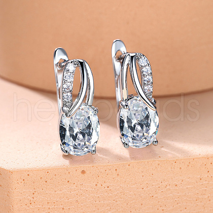 Brass Cubic Zirconia Stud Earrings WG92DFF-11-1