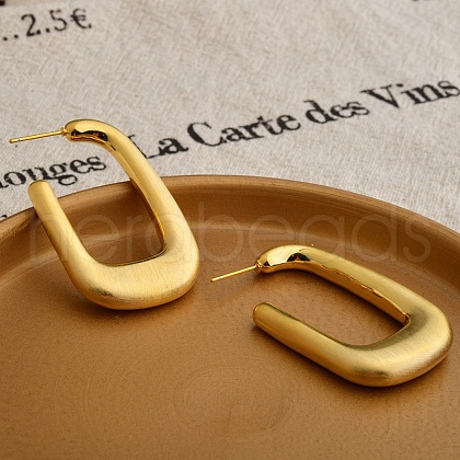 Rectangle Brass Stud Earrings for Women EJEW-U055-22G-1