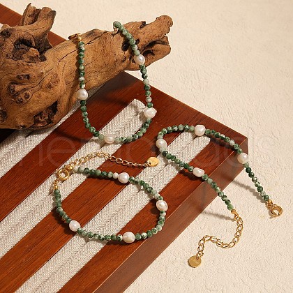 Round Natural Green Spot Jasper Beaded Bracelets IU9367-1