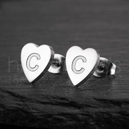 Heart 201 Stainless Steel Stud Earrings WGB8201-24-1