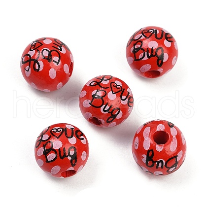 Painted Wood European Beads WOOD-F017-04E-1