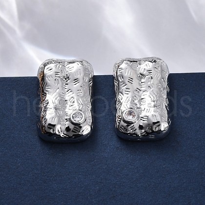Rectangle Brass Micro Pave Cubic Zirconia Stud Earrings EJEW-R025-21P-1
