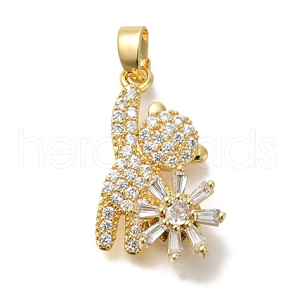 Brass Micro Pave Cubic Zirconia Pendants KK-B122-03B-G-1