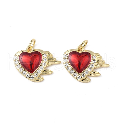 Brass Micro Pave Cubic Zirconia Pendants with Enamel KK-Q039-01G-1