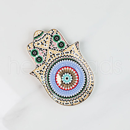 Hamsa Hand/Hand of Miriam with Evil Eye Ceramic Jewelry Plate WG72491-07-1