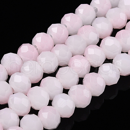 Two-Tone Imitation Jade Glass Beads Strands GLAA-T033-01B-03-1