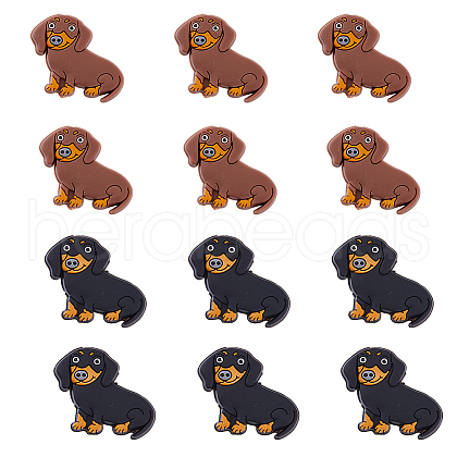 DICOSMETIC 12Pcs 2 Colors Dog Food Grade Eco-Friendly Silicone Focal Beads FIND-DC0005-16-1