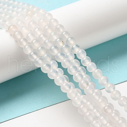 Natural White Agate Round Beads Strand G-L086-6mm-11-1