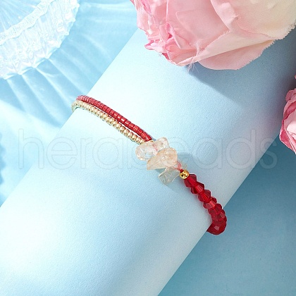 Faceted Bicone Glass with Round Glass Seed Beads Braided Bead Bracelets BJEW-MZ00164-07-1