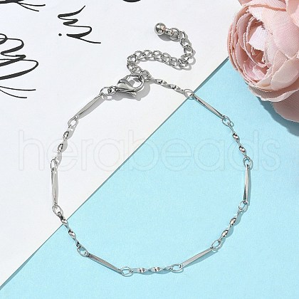 304 Stainless Steel Twisted Bar Link Chains Bracelets for Women BJEW-JB11838-1