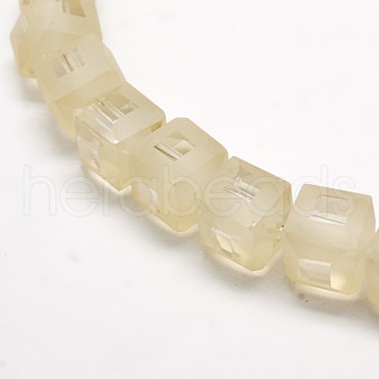 Frosted Crystal Glass Cube Beads Strands FGLA-F001-A01-1