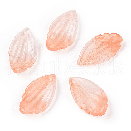 Baking Painted Transparent Glass Petal Beads DGLA-N004-17-1