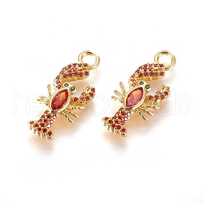 Brass Micro Pave Cubic Zirconia Pendants X-ZIRC-L075-25A-G-1