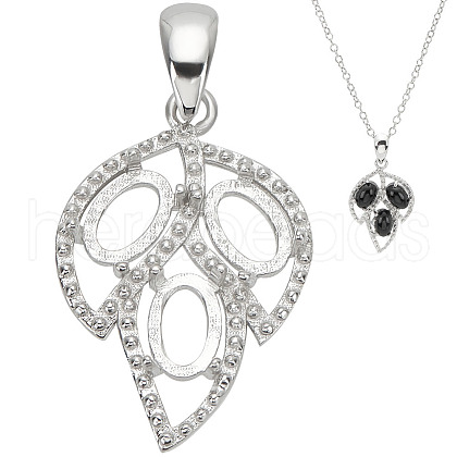   1Pc Rhodium Plated 925 Sterling Silver Pendant Cabochon Settings STER-PH0001-91-1