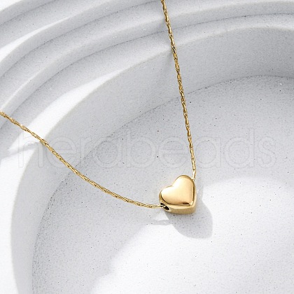 304 Stainless Steel Heart Pendant Necklaces NJEW-R026-22G-1