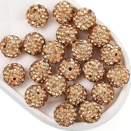 Round Polymer Clay Czech Glass Rhinestone Beads RB-D289-8mm-362-1