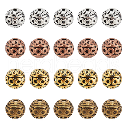 20Pcs 4 Colors Tibetan Style Zinc Alloy Beads TIBEB-LP0001-11-1