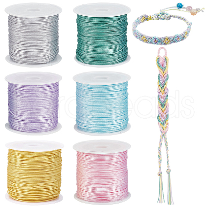   6 Rolls 6 Colors Nylon Chinese Knot Cord NWIR-PH0002-27A-1