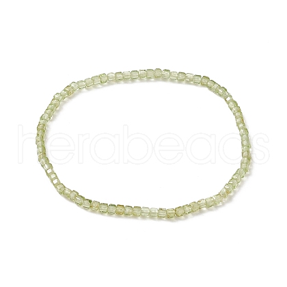 Natural Peridot Cube Beaded Stretch Bracelet for Women BJEW-JB08975-05-1