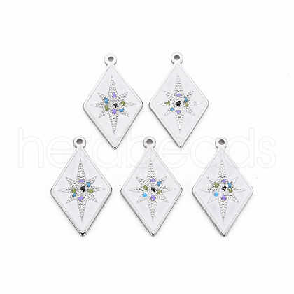 304 Stainless Steel Enamel Pendants STAS-S117-026-1